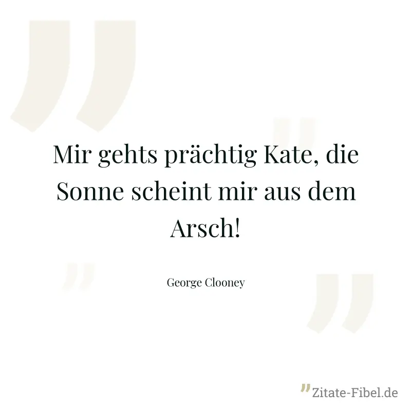 Mir gehts prächtig Kate, die Sonne scheint mir aus dem Arsch! - George Clooney