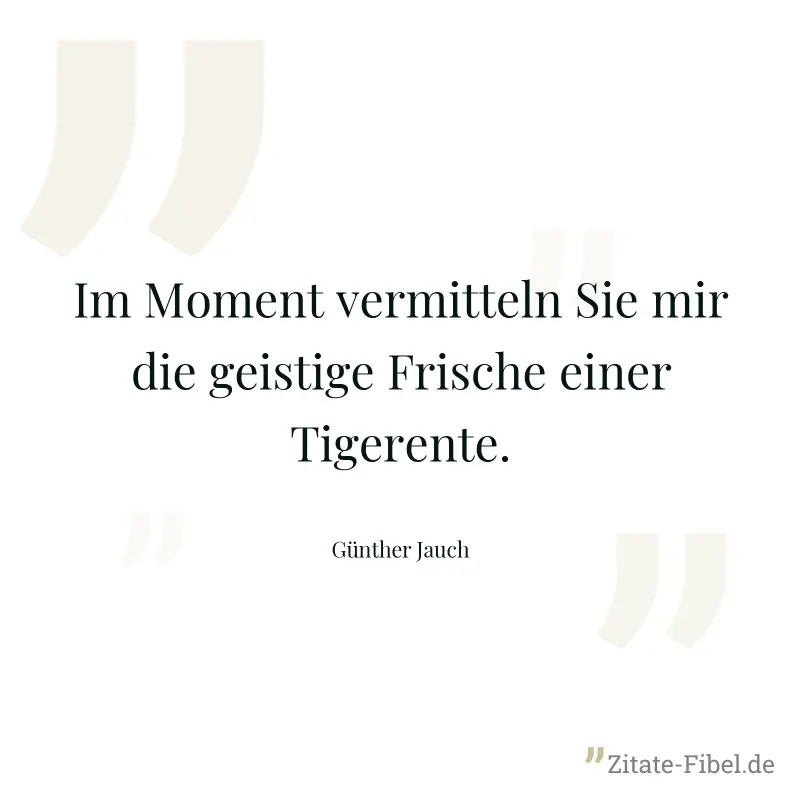 Im Moment vermitteln Sie mir die geistige Frische einer Tigerente. - Günther Jauch