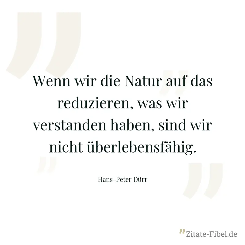 Wenn wir die Natur auf das reduzieren, was wir verstanden haben, sind wir nicht überlebensfähig. - Hans-Peter Dürr