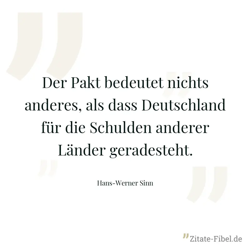 Der Pakt bedeutet nichts anderes, als dass Deutschland für die Schulden anderer Länder geradesteht. - Hans-Werner Sinn