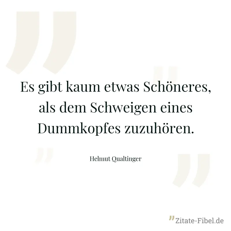 Es gibt kaum etwas Schöneres, als dem Schweigen eines Dummkopfes zuzuhören. - Helmut Qualtinger