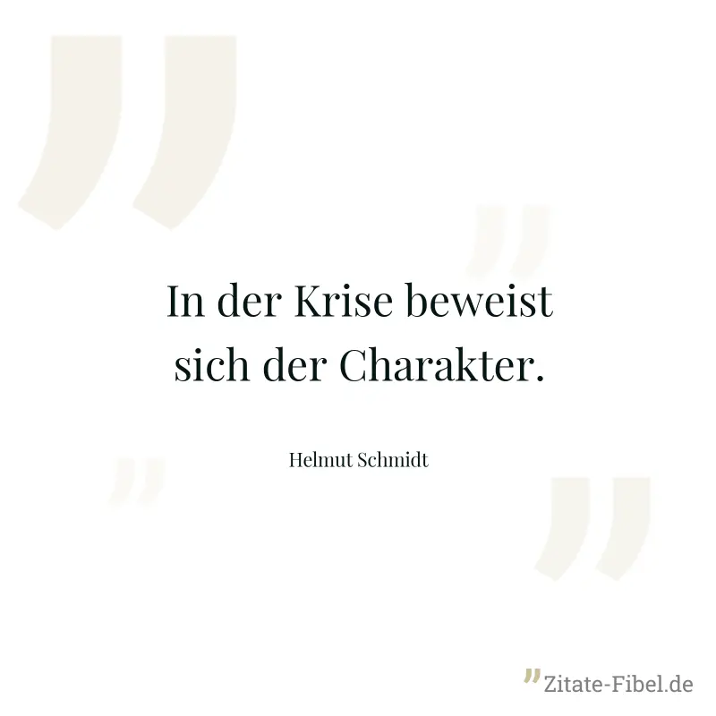 In der Krise beweist sich der Charakter. - Helmut Schmidt