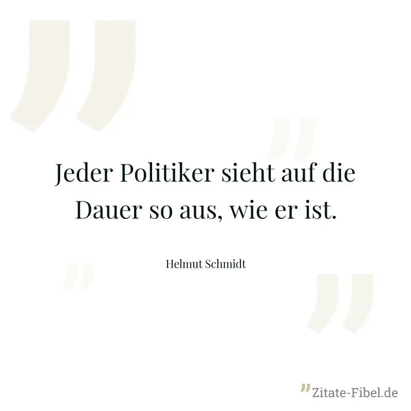 Jeder Politiker sieht auf die Dauer so aus, wie er ist. - Helmut Schmidt