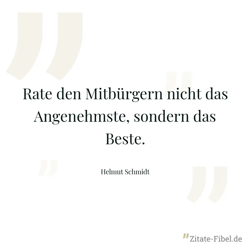 Rate den Mitbürgern nicht das Angenehmste, sondern das Beste. - Helmut Schmidt