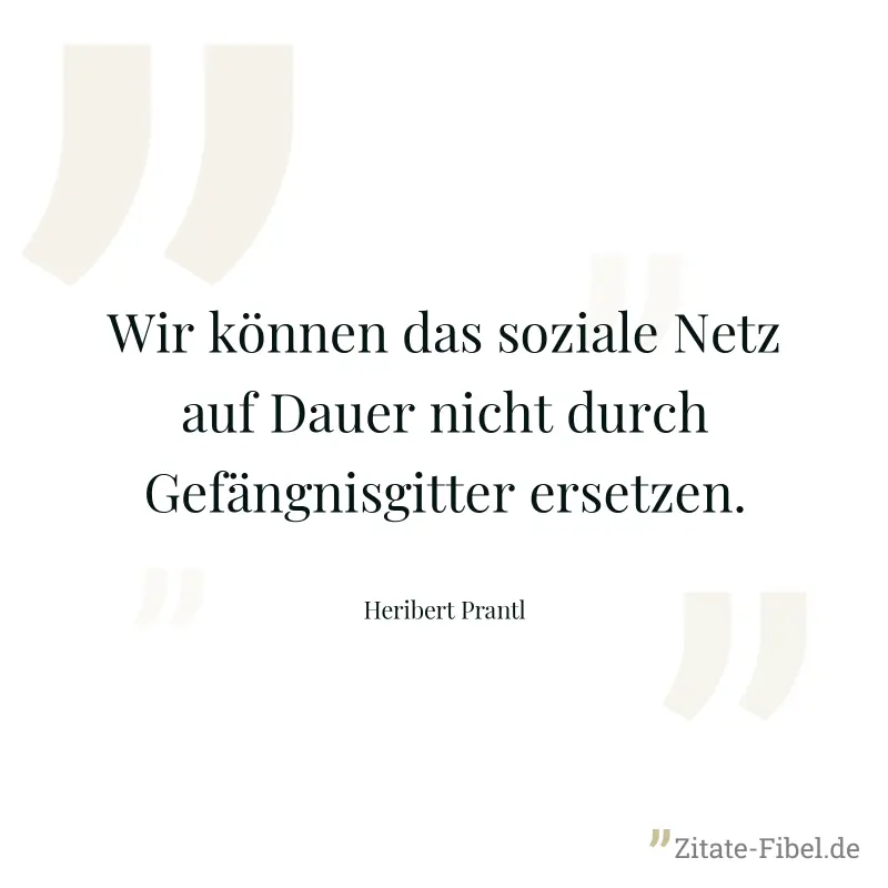Wir können das soziale Netz auf Dauer nicht durch Gefängnisgitter ersetzen. - Heribert Prantl