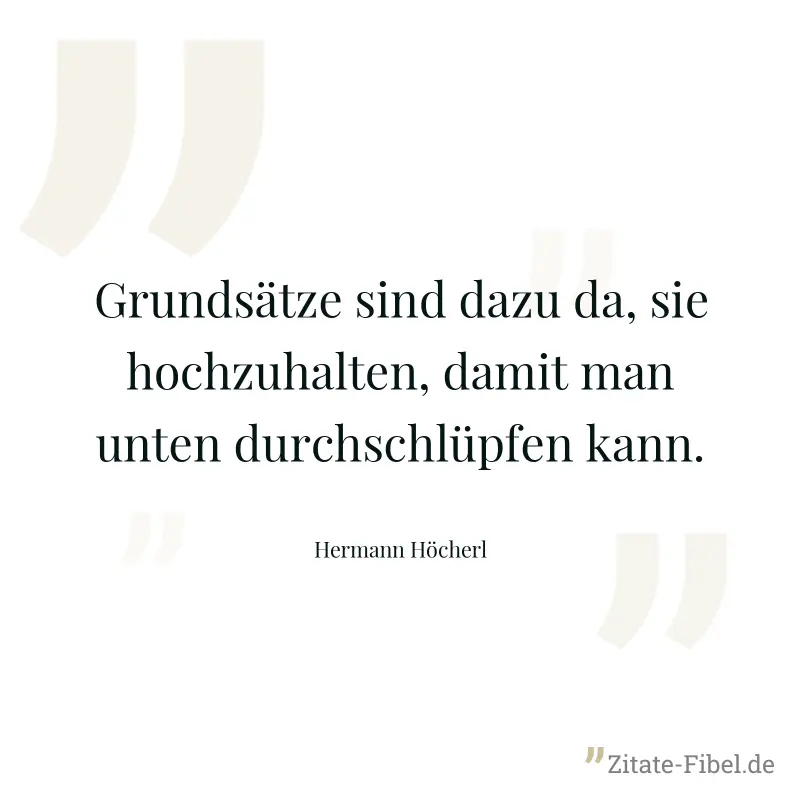 Grundsätze sind dazu da, sie hochzuhalten, damit man unten durchschlüpfen kann. - Hermann Höcherl