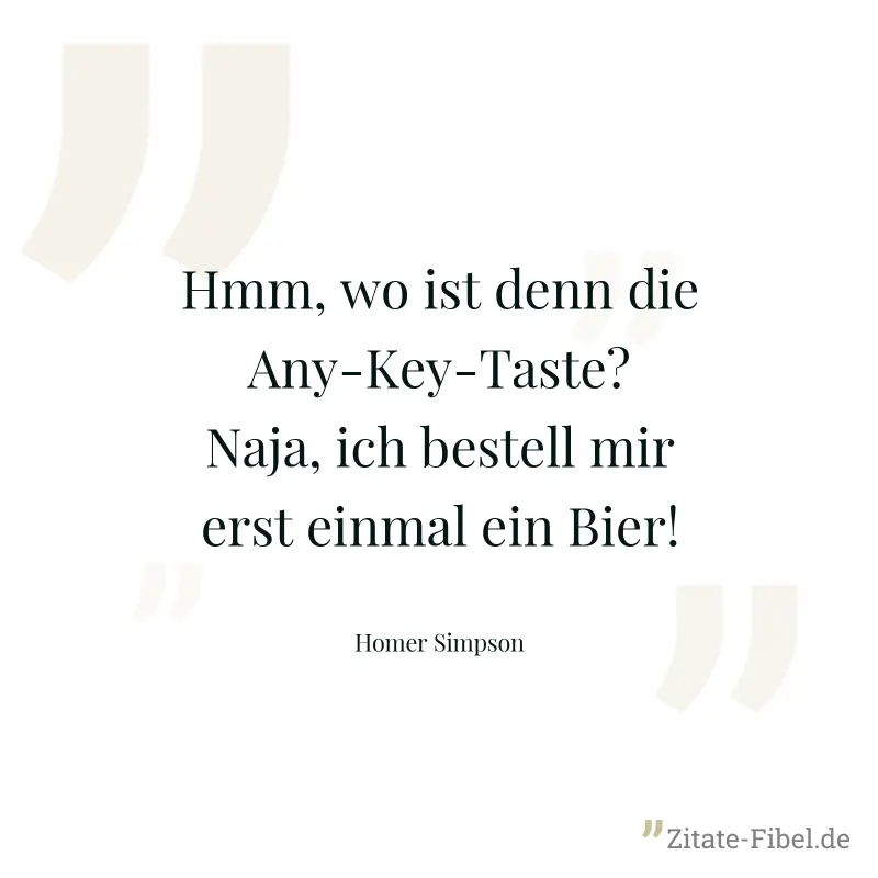Hmm, wo ist denn die Any-Key-Taste? Naja, ich bestell mir erst einmal ein Bier! - Homer Simpson