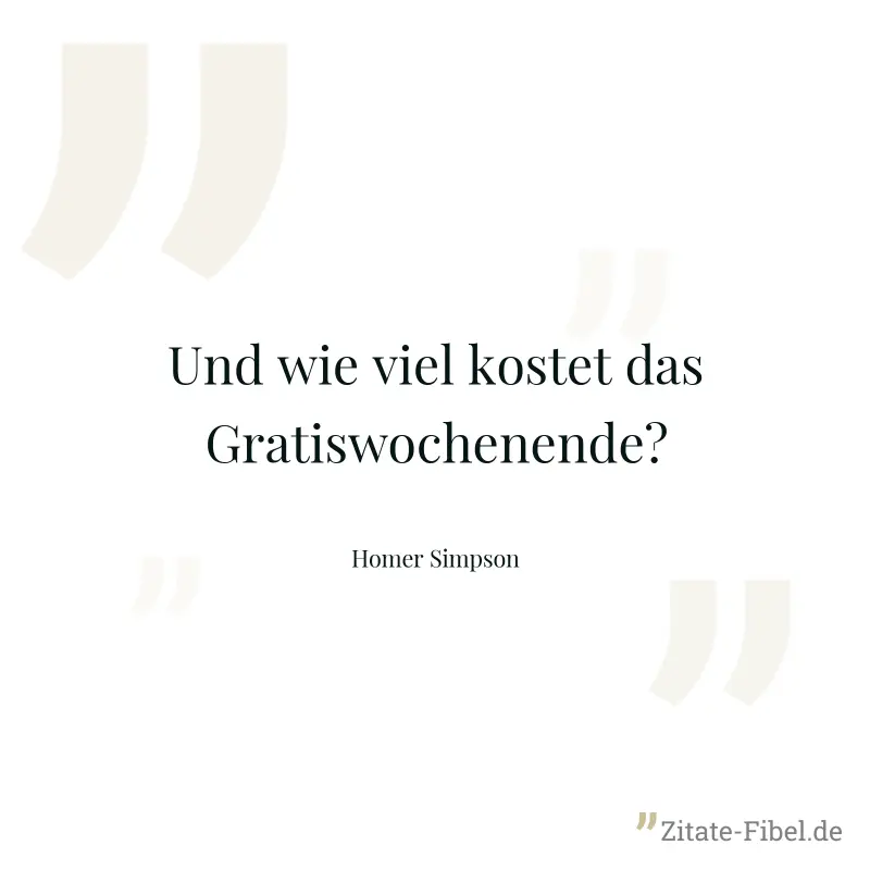 Und wie viel kostet das Gratiswochenende? - Homer Simpson