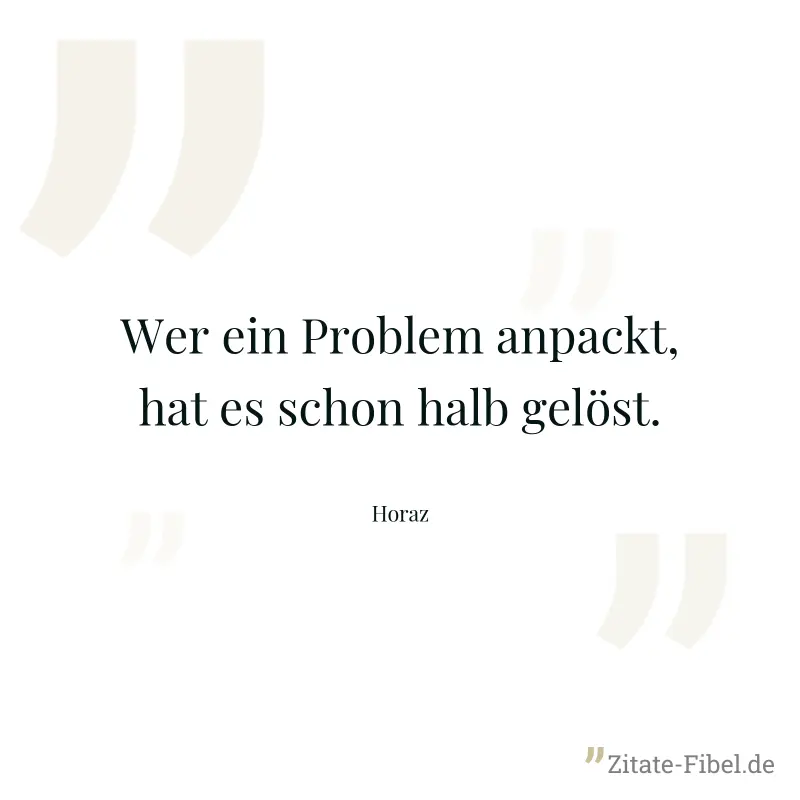 Wer ein Problem anpackt, hat es schon halb gelöst. - Horaz