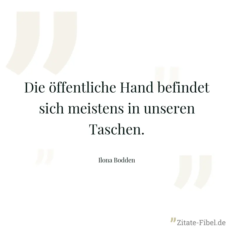 Die öffentliche Hand befindet sich meistens in unseren Taschen. - Ilona Bodden