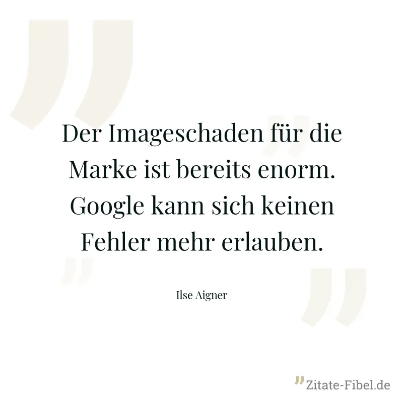 Der Imageschaden für die Marke ist bereits enorm. Google kann sich keinen Fehler mehr erlauben. - Ilse Aigner