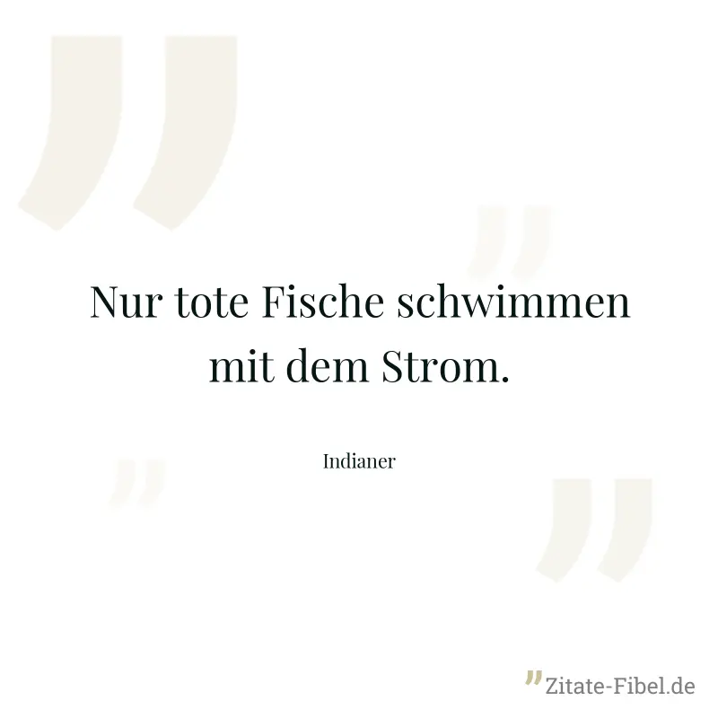 Nur tote Fische schwimmen mit dem Strom. - Indianer