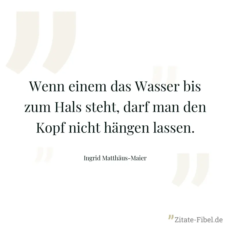 Wenn einem das Wasser bis zum Hals steht, darf man den Kopf nicht hängen lassen. - Ingrid Matthäus-Maier