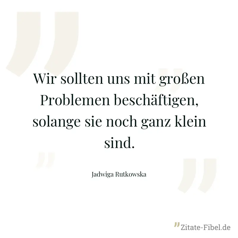 Wir sollten uns mit großen Problemen beschäftigen, solange sie noch ganz klein sind. - Jadwiga Rutkowska