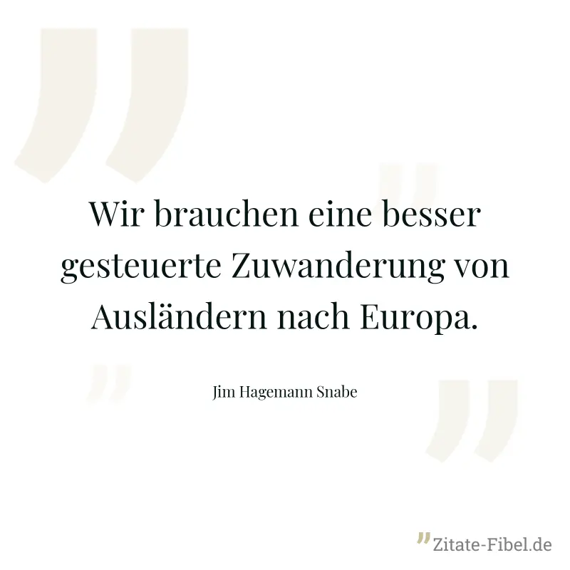 Wir brauchen eine besser gesteuerte Zuwanderung von Ausländern nach Europa. - Jim Hagemann Snabe
