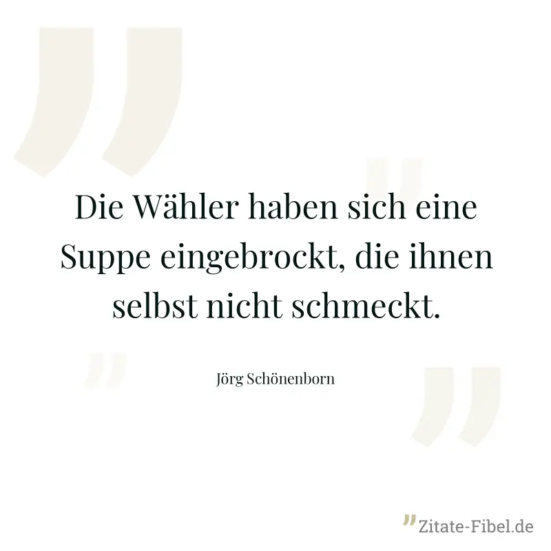 Die Wähler haben sich eine Suppe eingebrockt, die ihnen selbst nicht schmeckt. - Jörg Schönenborn