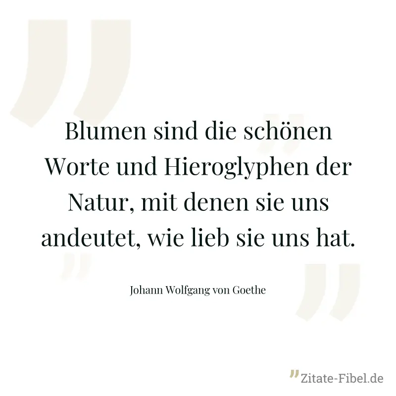 Blumen sind die schönen Worte und Hieroglyphen der Natur, mit denen sie uns andeutet, wie lieb sie uns hat. - Johann Wolfgang von Goethe