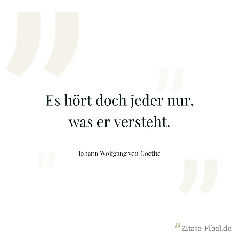 Es hört doch jeder nur, was er versteht. - Johann Wolfgang von Goethe