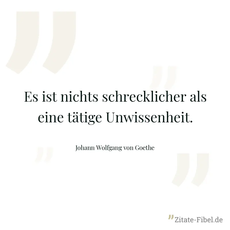 Es ist nichts schrecklicher als eine tätige Unwissenheit. - Johann Wolfgang von Goethe