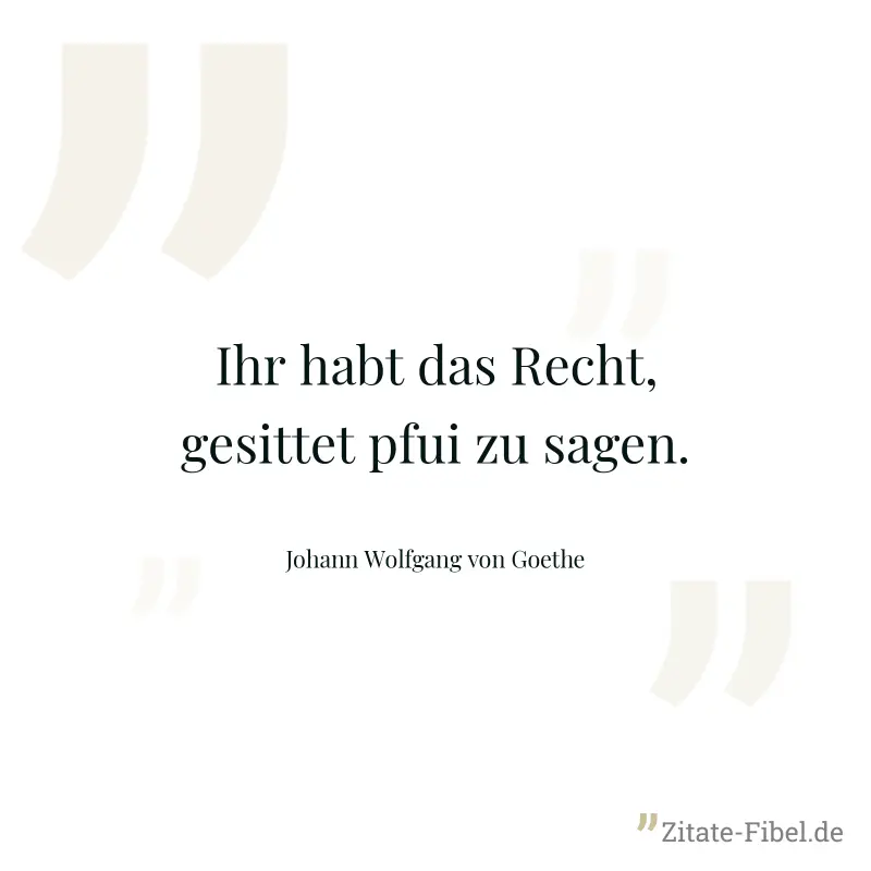 Ihr habt das Recht, gesittet pfui zu sagen. - Johann Wolfgang von Goethe