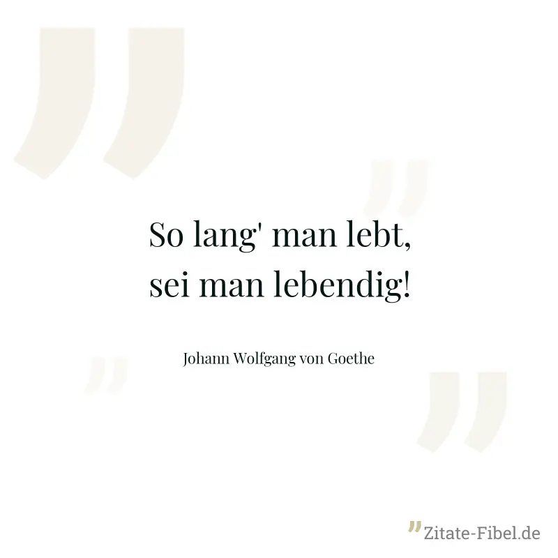 So lang' man lebt, sei man lebendig! - Johann Wolfgang von Goethe