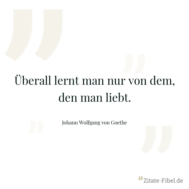 Überall lernt man nur von dem, den man liebt. - Johann Wolfgang von Goethe