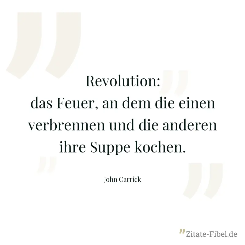 Revolution: das Feuer, an dem die einen verbrennen und die anderen ihre Suppe kochen. - John Carrick