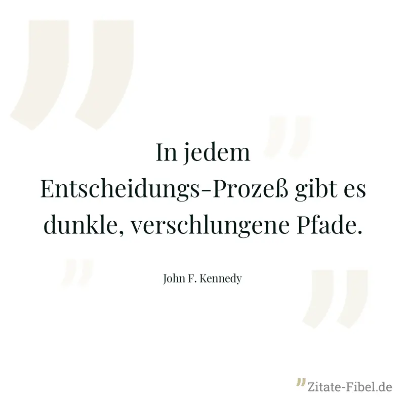 In jedem Entscheidungs-Prozeß gibt es dunkle, verschlungene Pfade. - John F. Kennedy