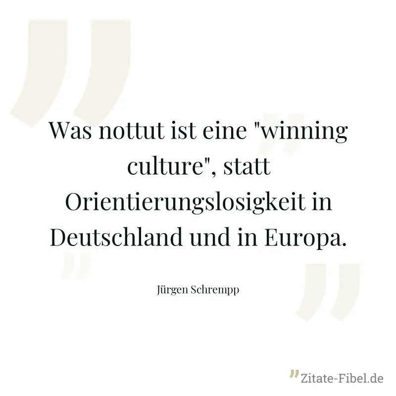 Was nottut ist eine "winning culture", statt Orientierungslosigkeit in Deutschland und in Europa. - Jürgen Schrempp