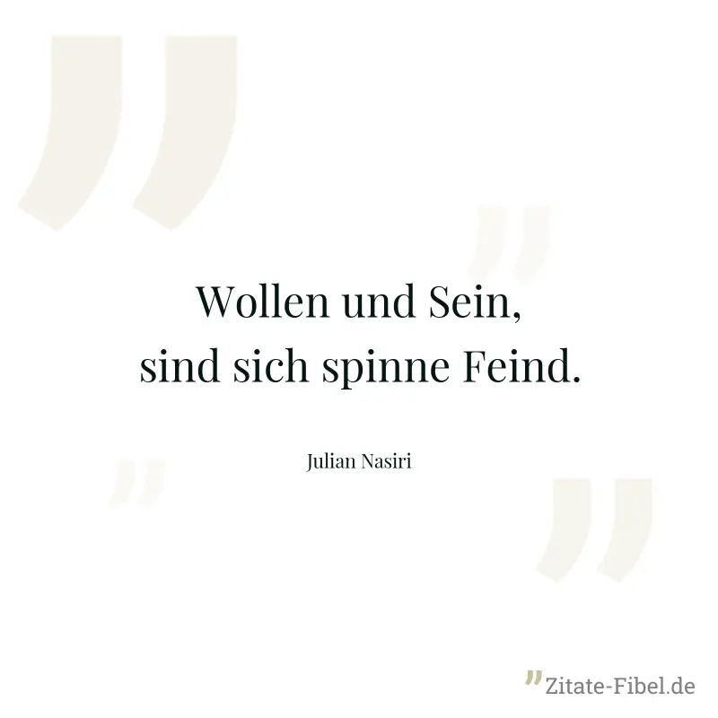 Wollen und Sein, sind sich spinne Feind. - Julian Nasiri