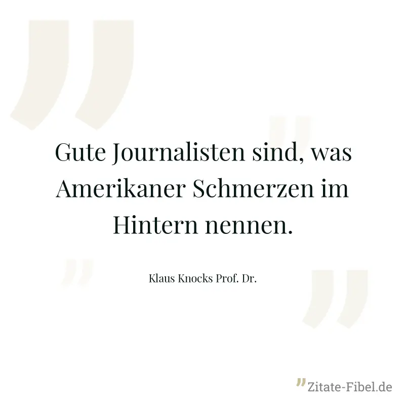 Gute Journalisten sind, was Amerikaner Schmerzen im Hintern nennen. - Klaus Knocks Prof. Dr.