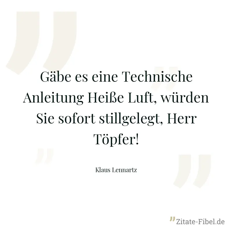 Gäbe es eine Technische Anleitung Heiße Luft, würden Sie sofort stillgelegt, Herr Töpfer! - Klaus Lennartz