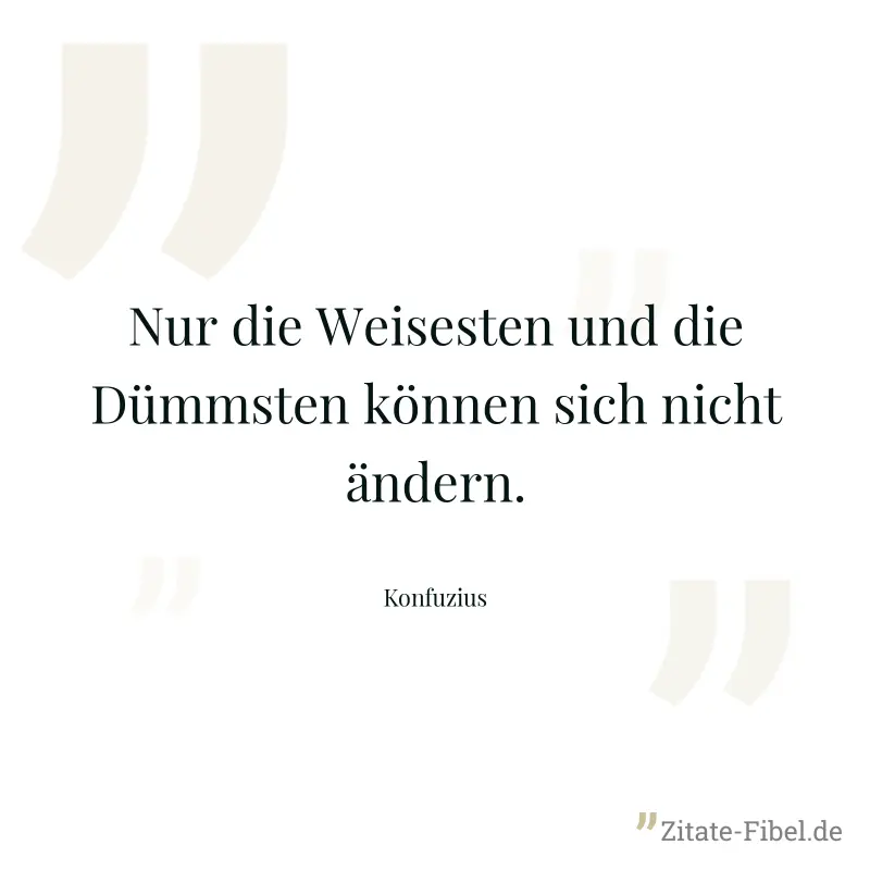 Nur die Weisesten und die Dümmsten können sich nicht ändern. - Konfuzius