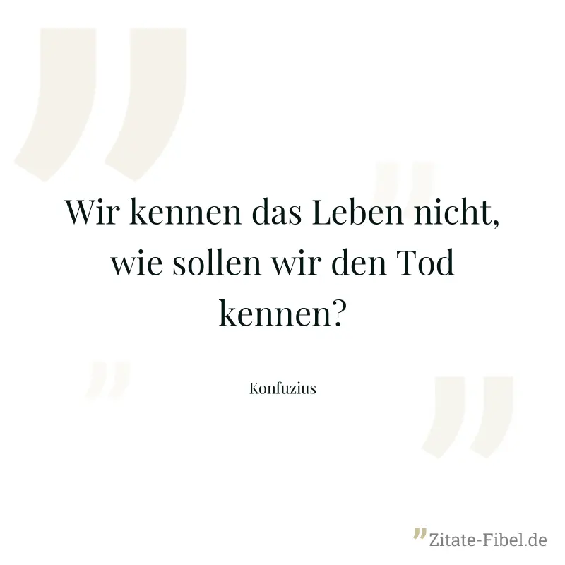 Wir kennen das Leben nicht, wie sollen wir den Tod kennen? - Konfuzius