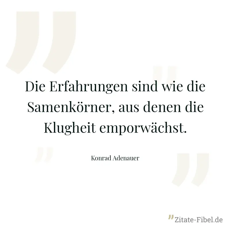 Die Erfahrungen sind wie die Samenkörner, aus denen die Klugheit emporwächst. - Konrad Adenauer