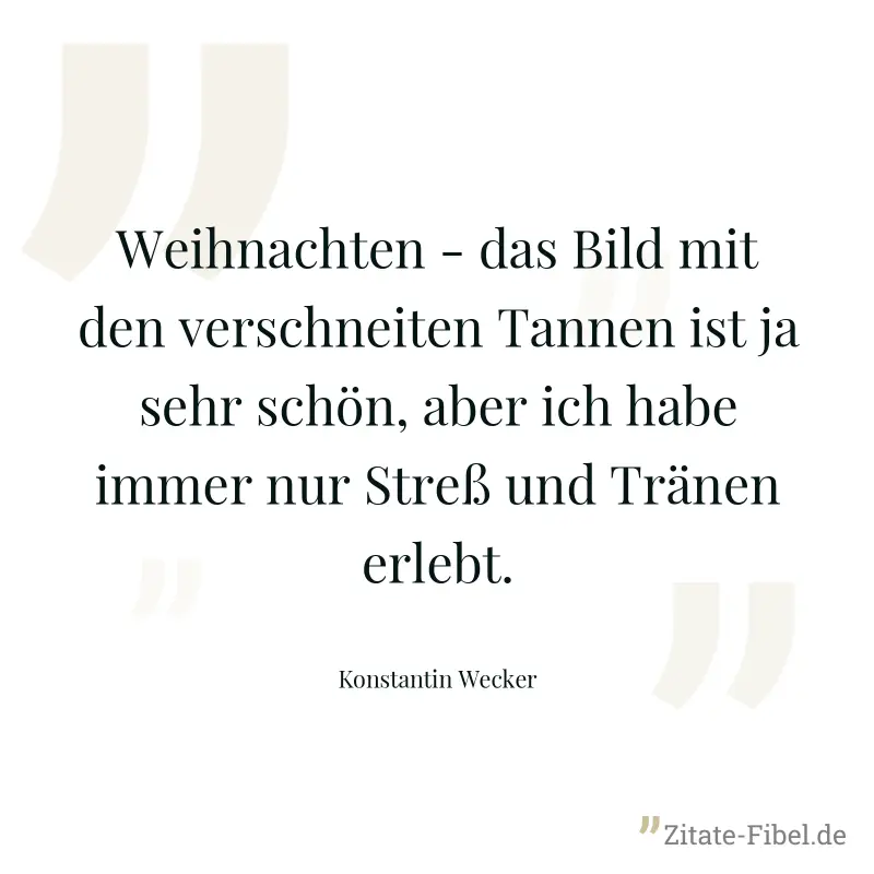Weihnachten - das Bild mit den verschneiten Tannen ist ja sehr schön, aber ich habe immer nur Streß und Tränen erlebt. - Konstantin Wecker