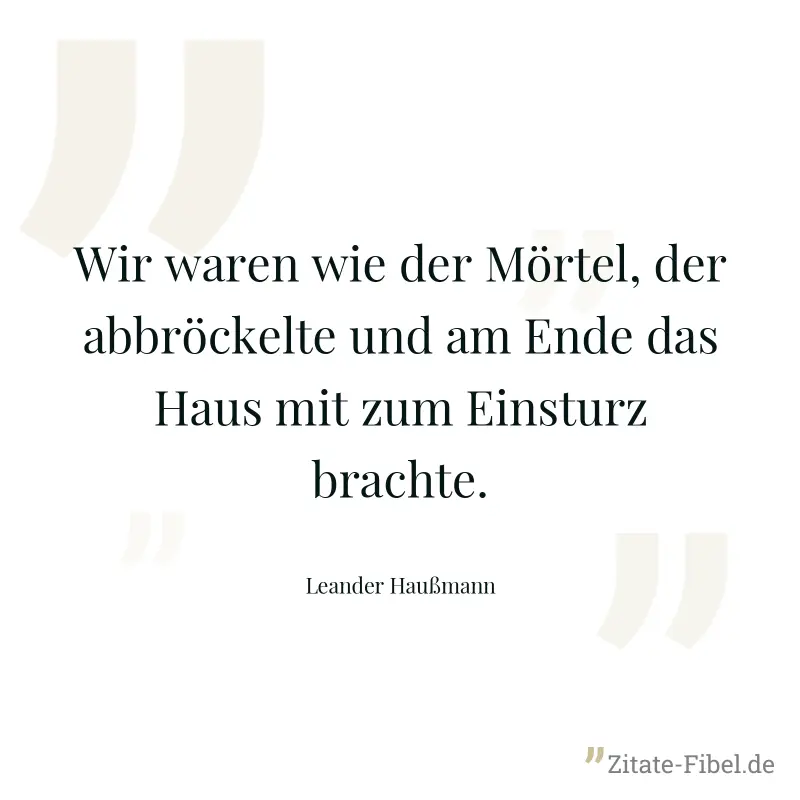 Wir waren wie der Mörtel, der abbröckelte und am Ende das Haus mit zum Einsturz brachte. - Leander Haußmann
