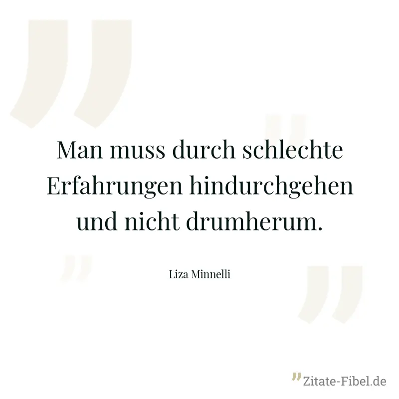 Man muss durch schlechte Erfahrungen hindurchgehen und nicht drumherum. - Liza Minnelli