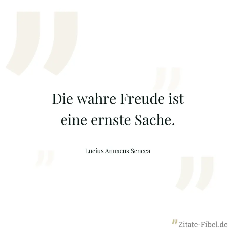 Die wahre Freude ist eine ernste Sache. - Lucius Annaeus Seneca