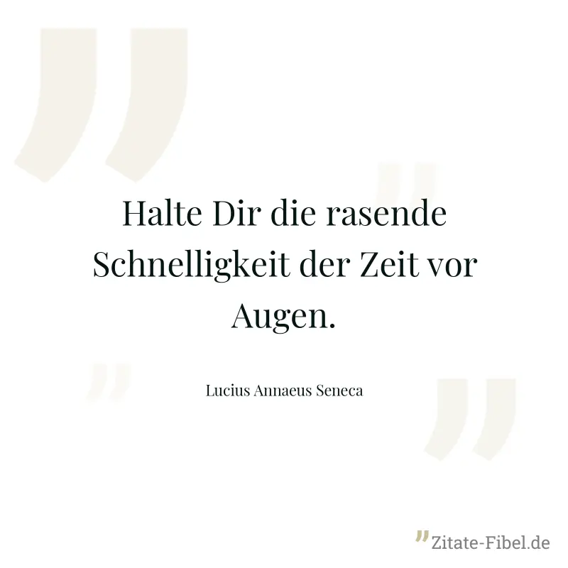 Halte Dir die rasende Schnelligkeit der Zeit vor Augen. - Lucius Annaeus Seneca
