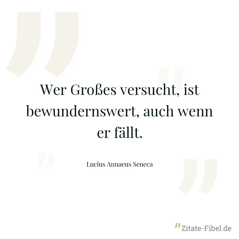 Wer Großes versucht, ist bewundernswert, auch wenn er fällt. - Lucius Annaeus Seneca