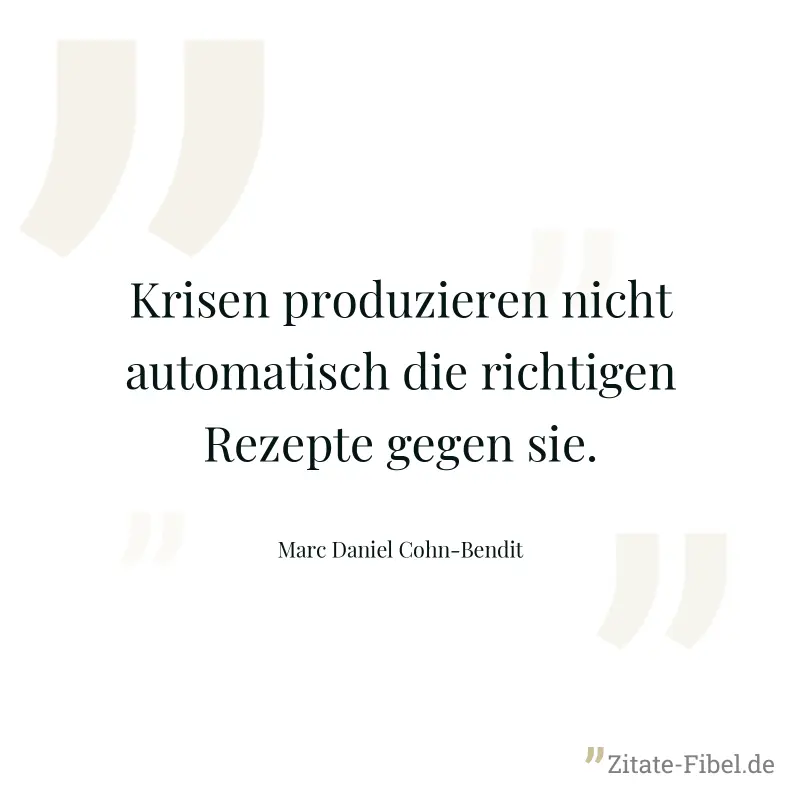 Krisen produzieren nicht automatisch die richtigen Rezepte gegen sie. - Marc Daniel Cohn-Bendit