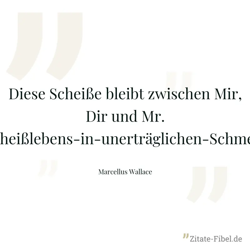 Diese Scheiße bleibt zwischen Mir, Dir und Mr.-der-bald-den-rest-seines-kurzen-Scheißlebens-in-unerträglichen-Schmerzen-verbringen-wird-Vergewaltiger. - Marcellus Wallace