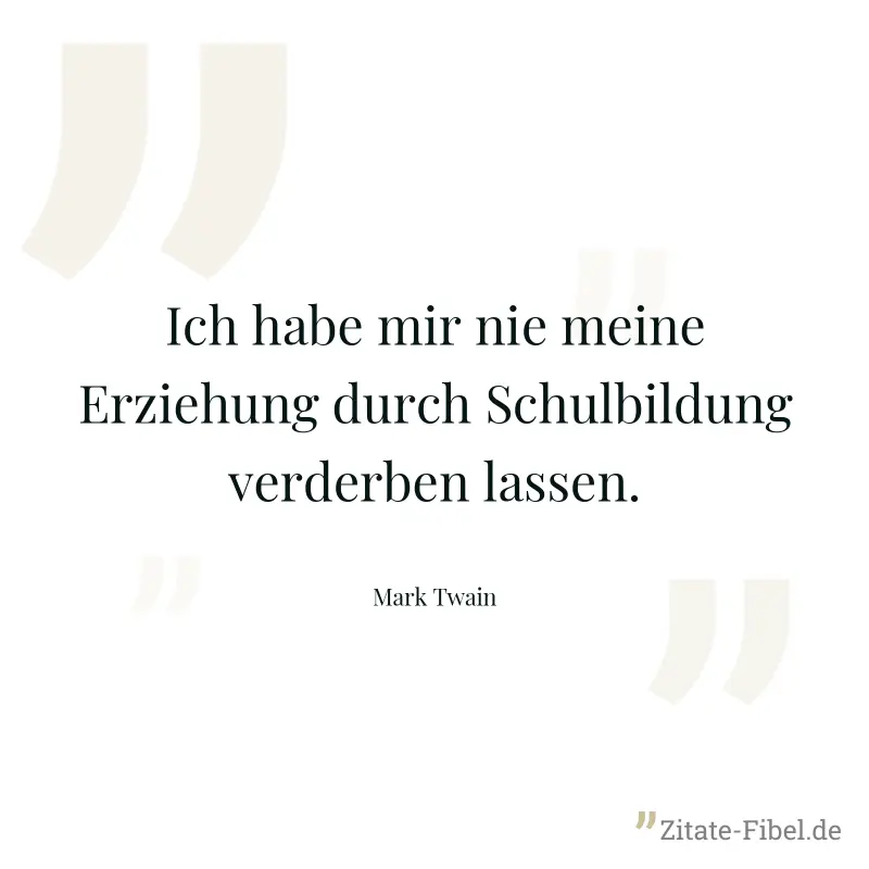 Ich habe mir nie meine Erziehung durch Schulbildung verderben lassen. - Mark Twain