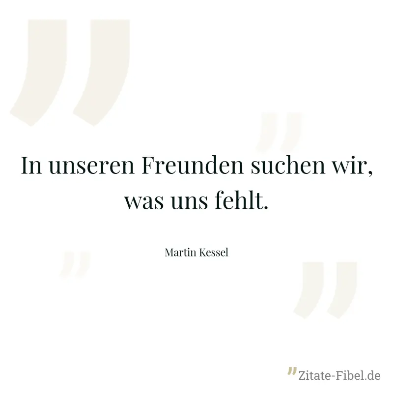 In unseren Freunden suchen wir, was uns fehlt. - Martin Kessel
