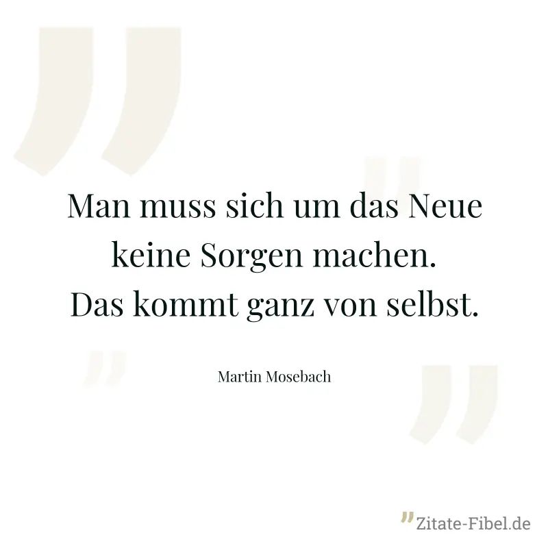 Man muss sich um das Neue keine Sorgen machen. Das kommt ganz von selbst. - Martin Mosebach