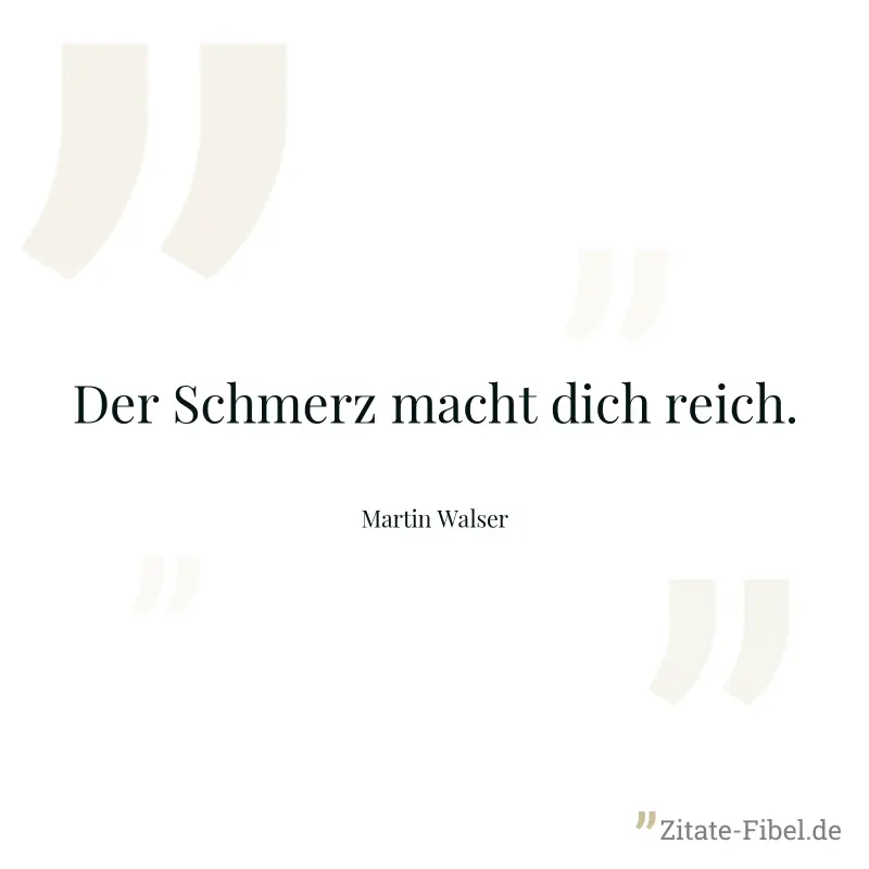 Der Schmerz macht dich reich. - Martin Walser