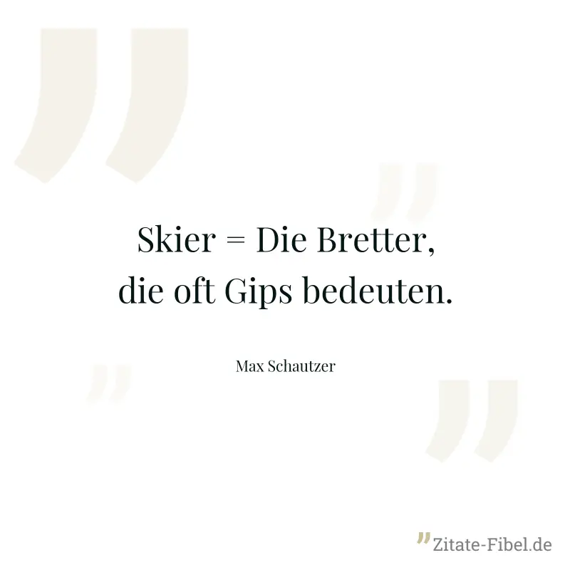 Skier = Die Bretter, die oft Gips bedeuten. - Max Schautzer