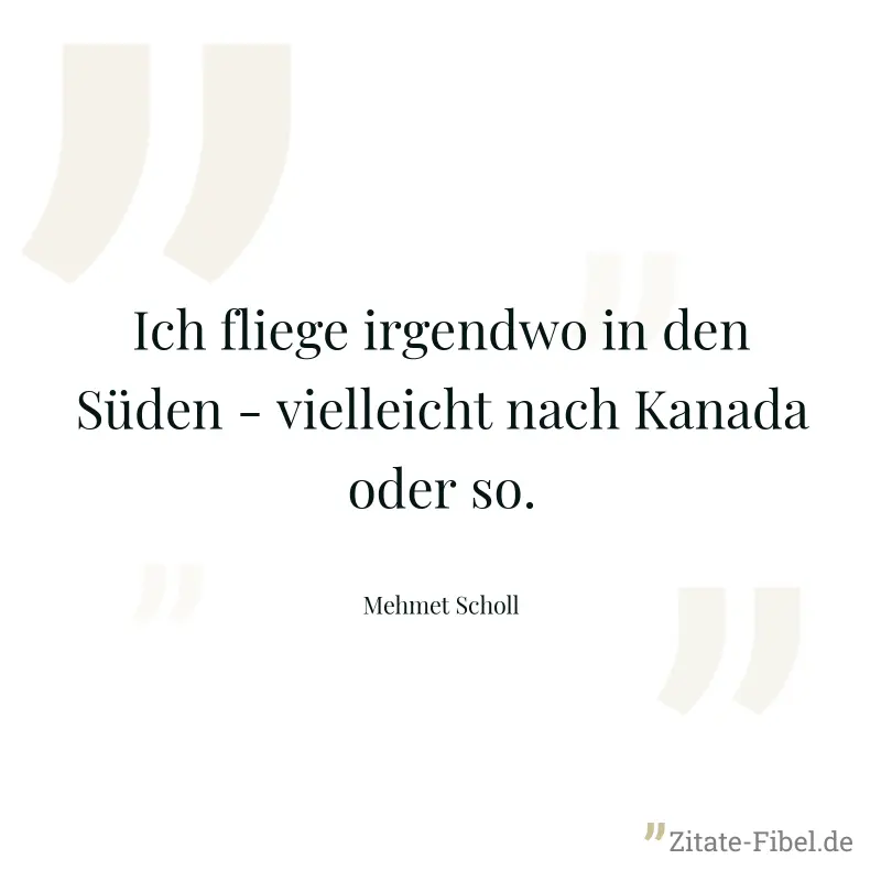 Ich fliege irgendwo in den Süden - vielleicht nach Kanada oder so. - Mehmet Scholl