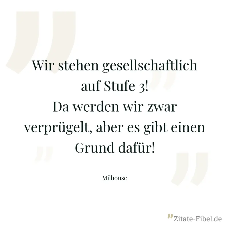 Wir stehen gesellschaftlich auf Stufe 3! Da werden wir zwar verprügelt, aber es gibt einen Grund dafür! - Milhouse
